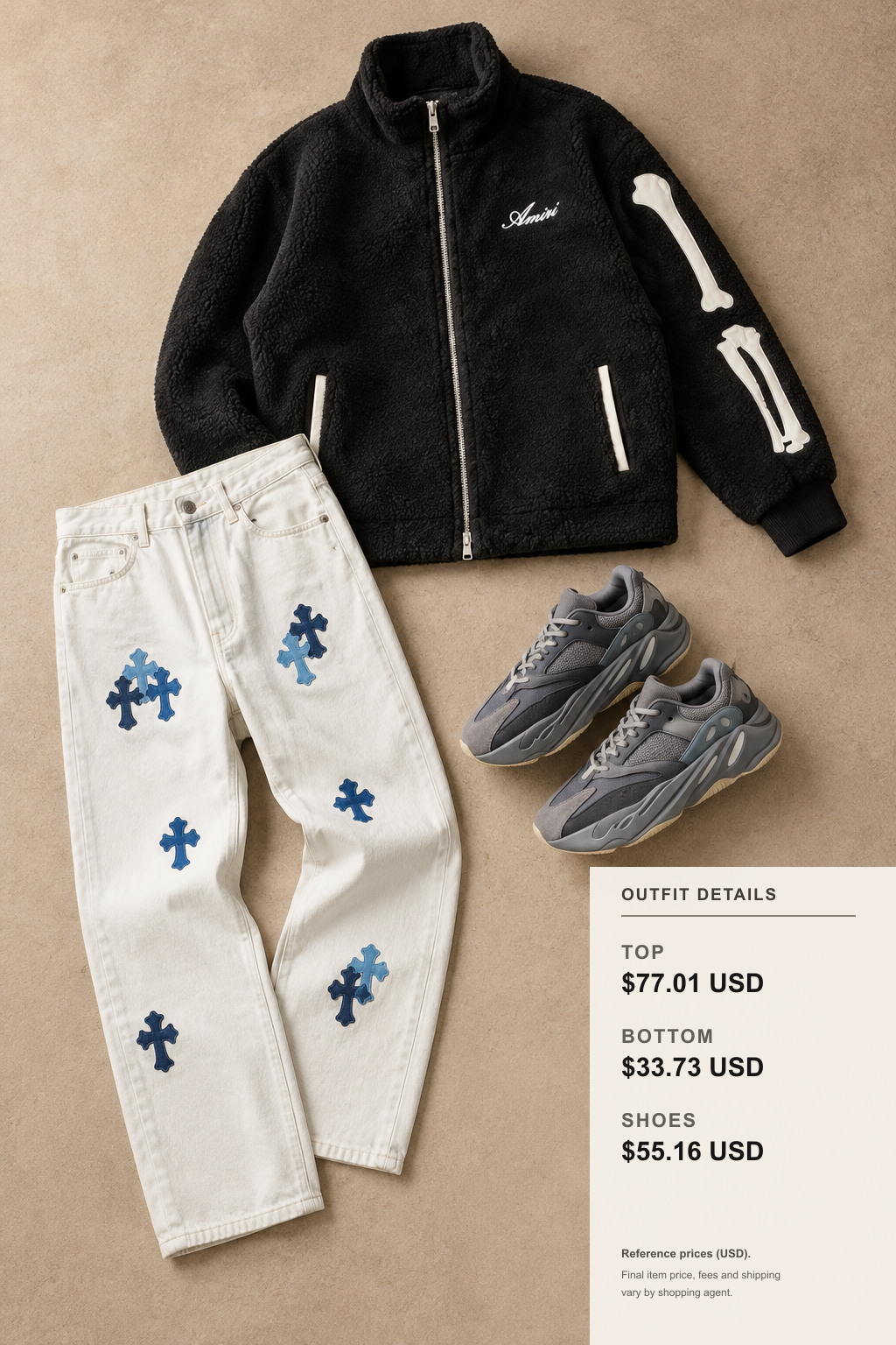 Ami Paris Winter Jacket: 3 Color Looks outfit 2 editorial flat lay for fashionreps